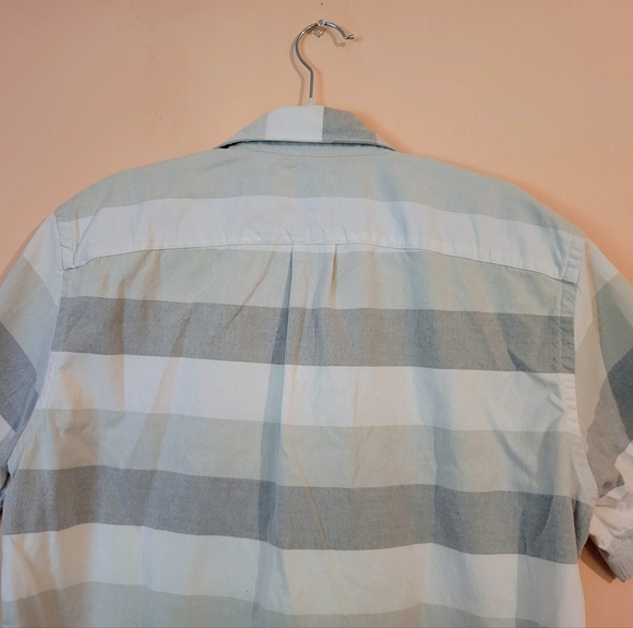 J. Crew Short Sleeve Cotton Oxford Shirt, White & Gray, M, EUC - Picture 11 of 14